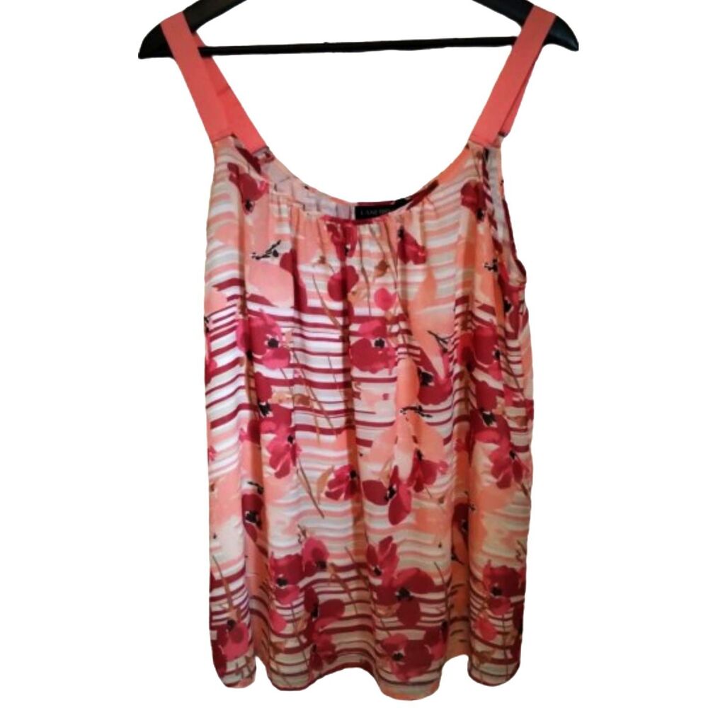 Lane Bryant Size 16 Pink Floral Chiffon Lined Flowy Tank Adjust Straps